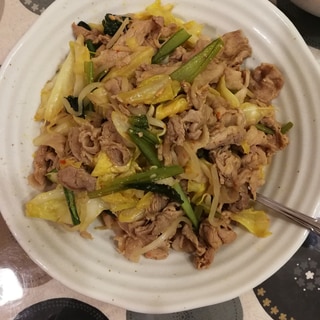 豚キャベツ小松菜もやしの豆板醤炒め